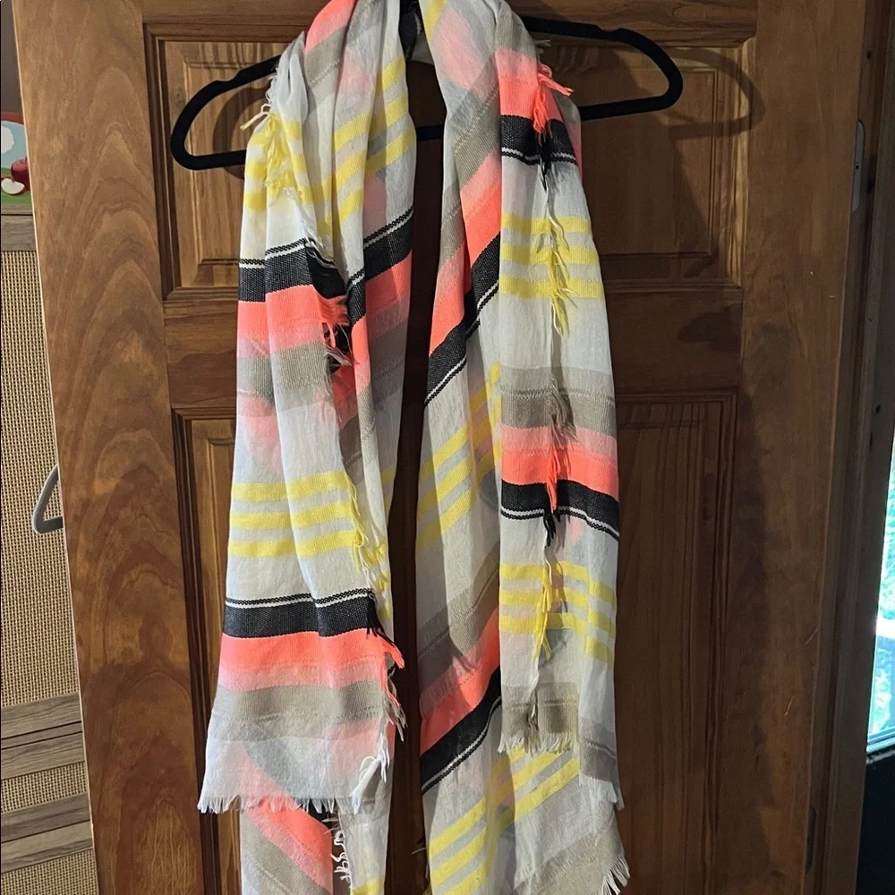 Striped Scarf with Neon Accents